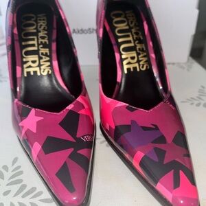 Versace Jeans Collection Vibrant Pink and Black Heels